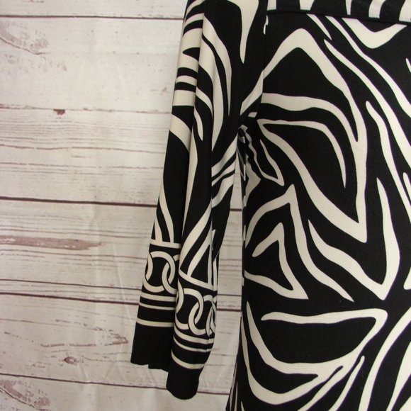 Black White Zebra 3/4 Sleeve Boat Neck Dress 10 - Picture 4 of 14